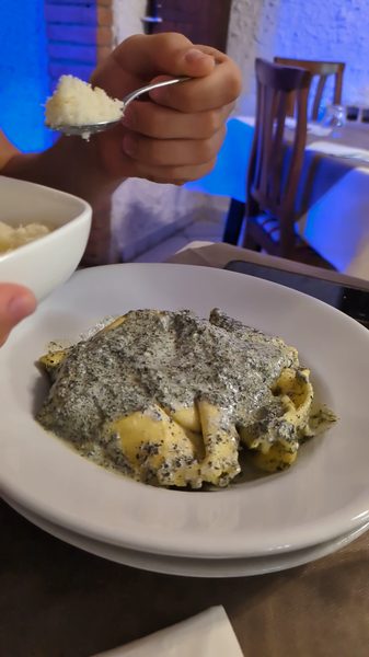 Tortelloni al sugo di ortica con parmigiano grattugiato